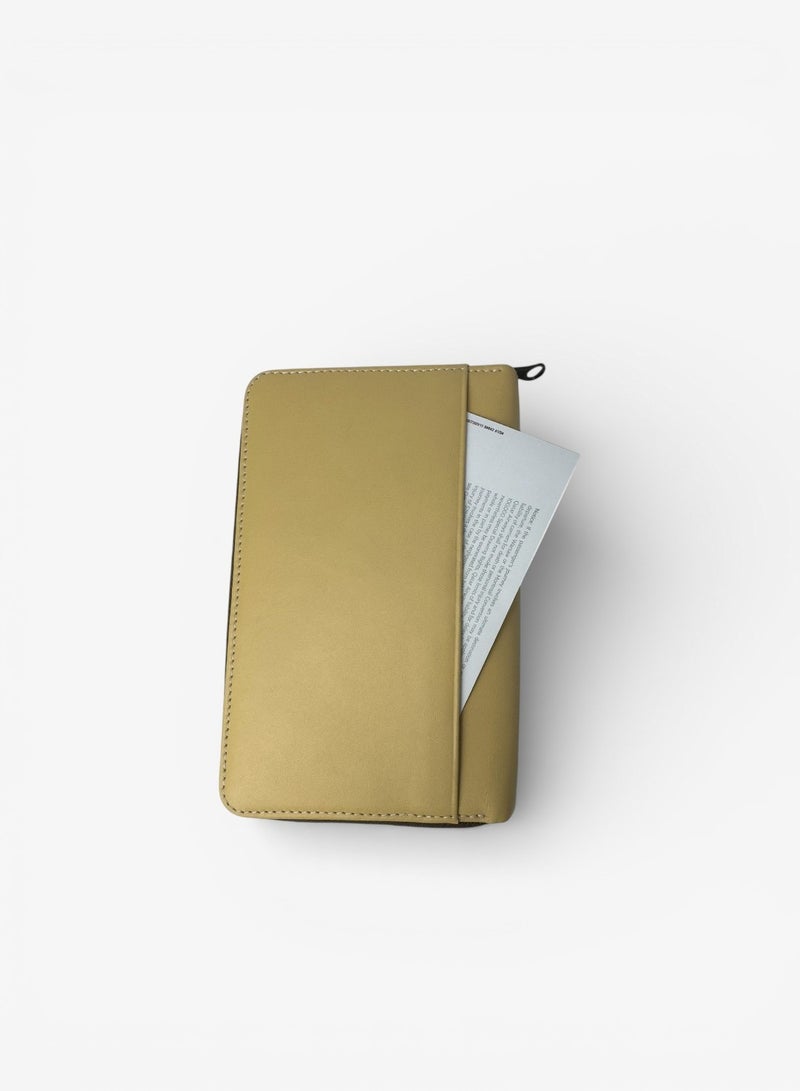 Emery Leather Travel Wallet Organizer, Zip-Around Passport Holder with Card Slots, Cash Storage & Secure Travel Document Case (Beige) - Image 2
